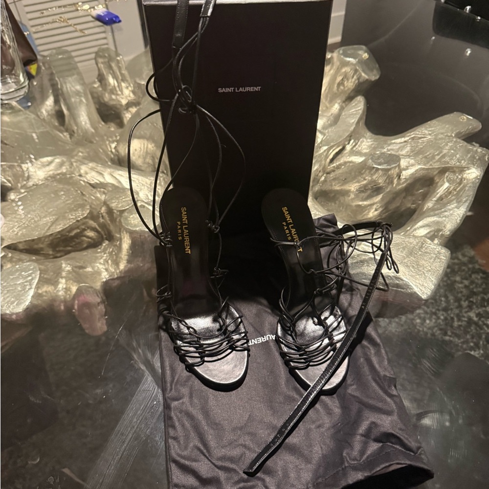 Saint Laurent Black Strappy Sandals, Brand new NEVER Worn.